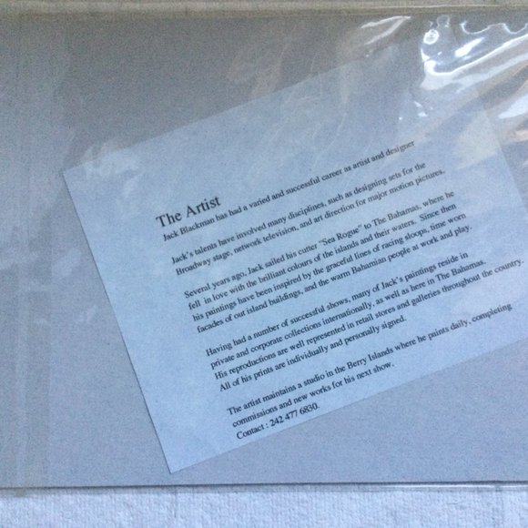 Jack Blackman Giclee print Bahamas scene palm tree boat pencil signed - Picture 3 of 3